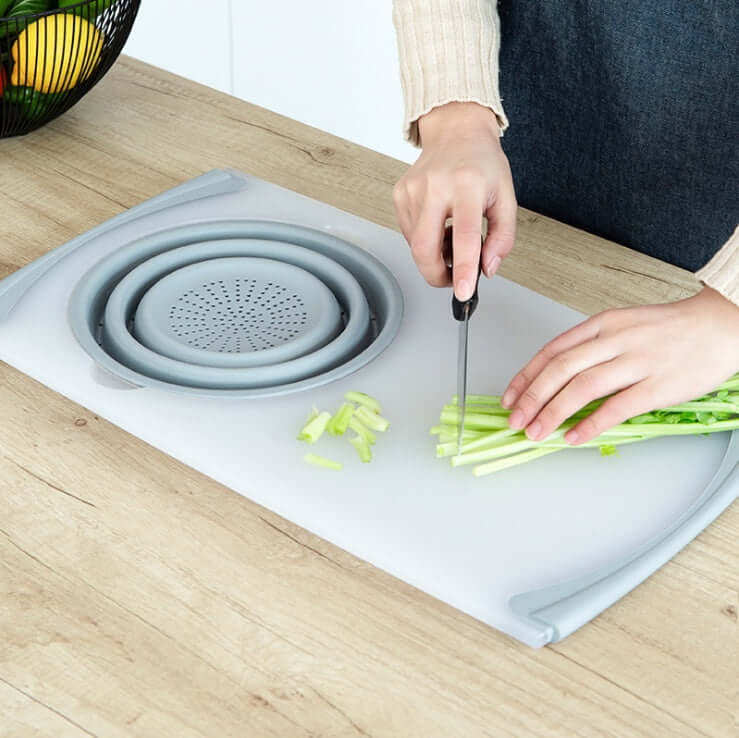 3-in-1 Foldable Chopping Board with Drain Basket – Cutting, Washing & Storage Tool | Phonax Services