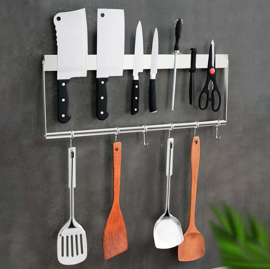 Stainless Steel Wall-Mounted Knife Storage Rack – Magnetic Tool Holder for Kitchen Organization | Phonax Services