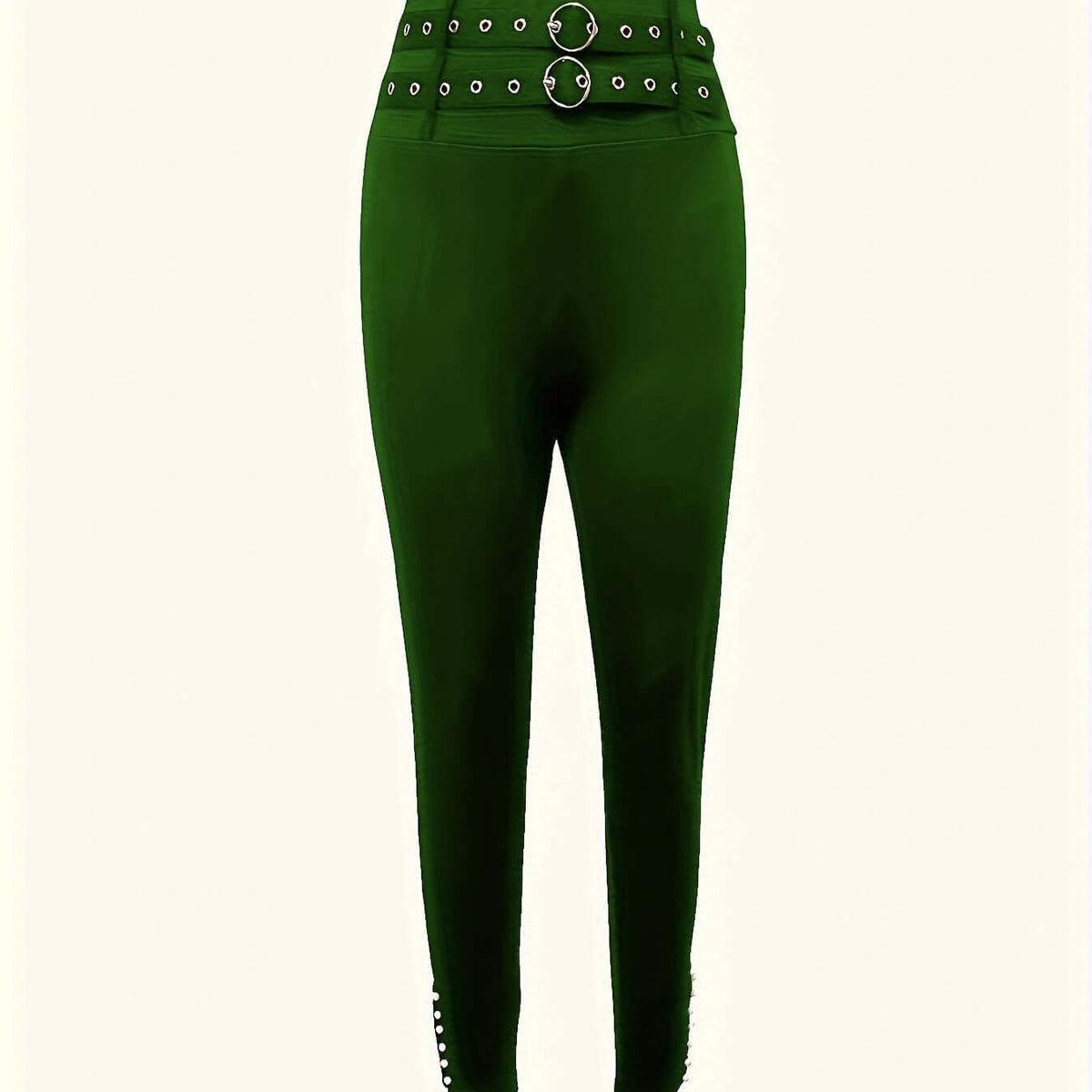 ChicStyle Ladies' Buckle High Waisted Perforated Pants – Sexy Slim Fit Design | Phonax Services