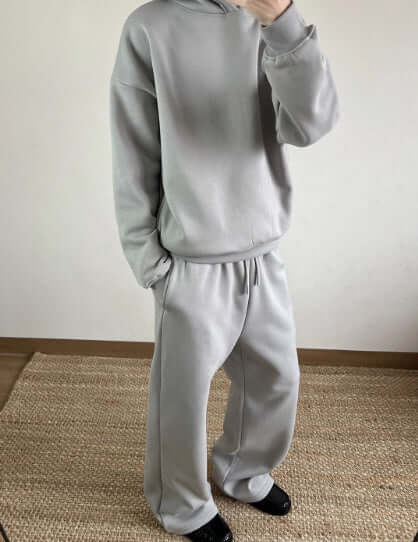 Loose Fleece Hooded Sweatshirt Straight Leg Sweatpants | Phonax Services