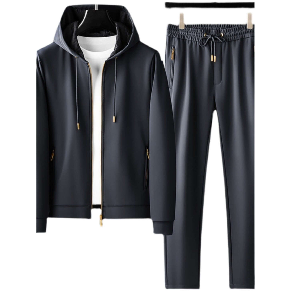 Men’s 2-Piece Winter Sweater Set – Contrast Color Zipper Jacket & Pants | Thickened Casual Suit | Phonax Services