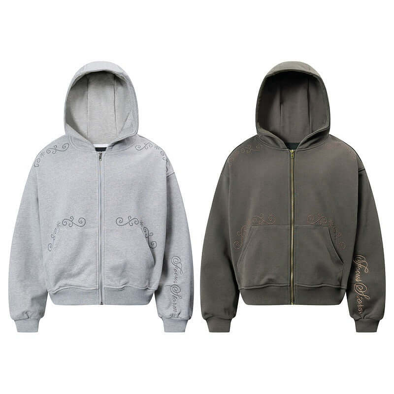 YourBrand Casual Rivet Zipper Hoodie – Trendy Loose-Fitting Design | Phonax Services