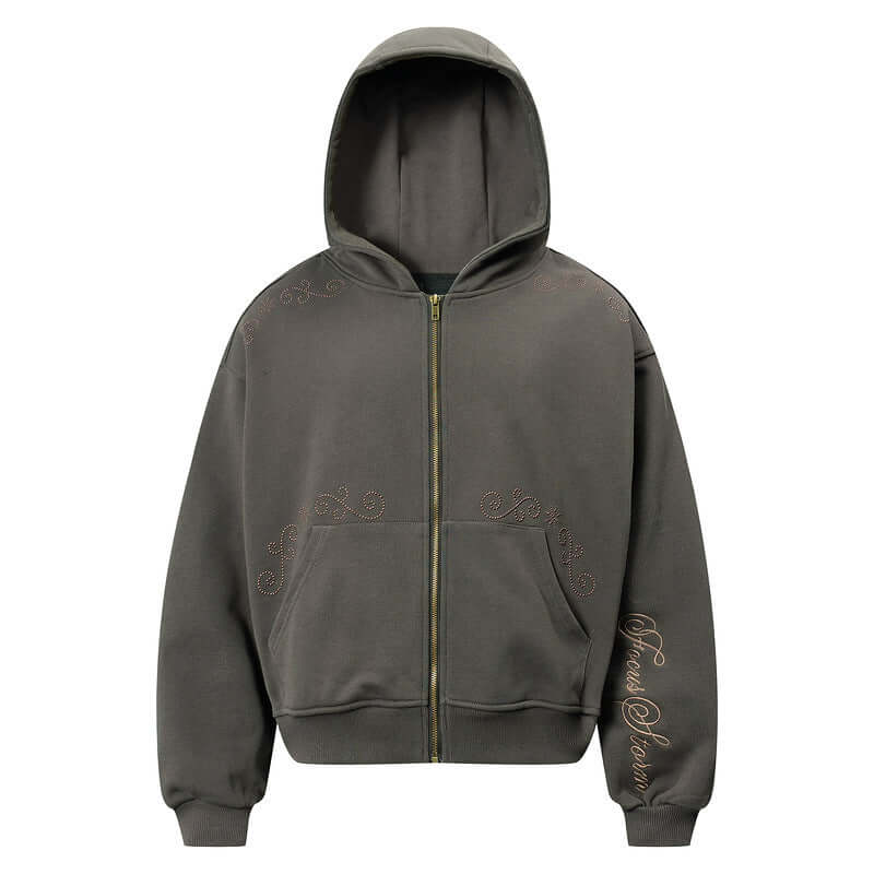 YourBrand Casual Rivet Zipper Hoodie – Trendy Loose-Fitting Design | Phonax Services