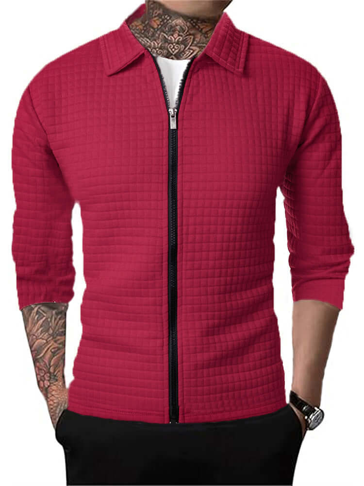 Men's Casual Long-sleeved Lapel Waffle Jacket Cardigan | Phonax Services
