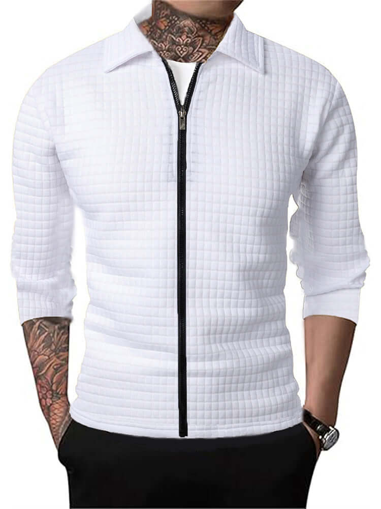 Men's Casual Long-sleeved Lapel Waffle Jacket Cardigan | Phonax Services