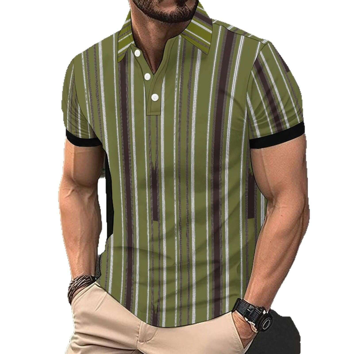 Men’s Casual Striped Polo Shirt – Short Sleeve American Style | Phonax Services