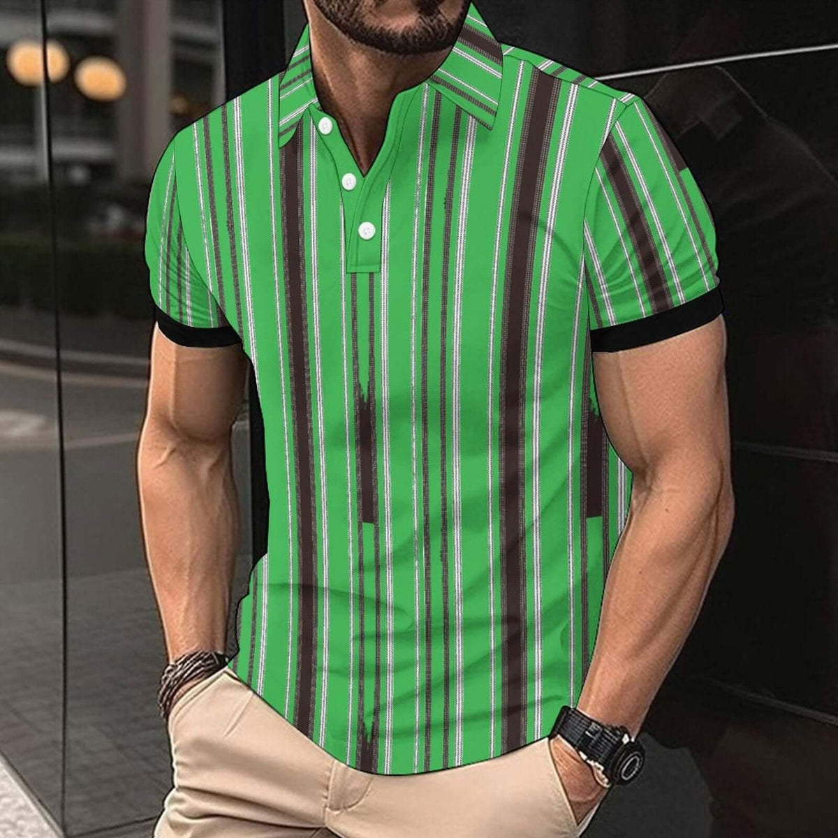 Men’s Casual Striped Polo Shirt – Short Sleeve American Style | Phonax Services