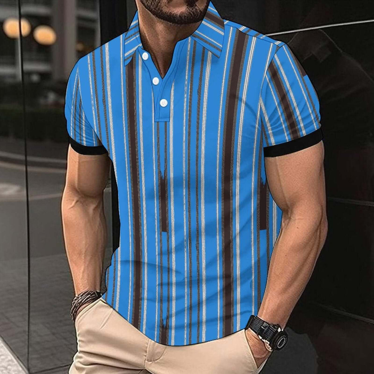 Men’s Casual Striped Polo Shirt – Short Sleeve American Style | Phonax Services