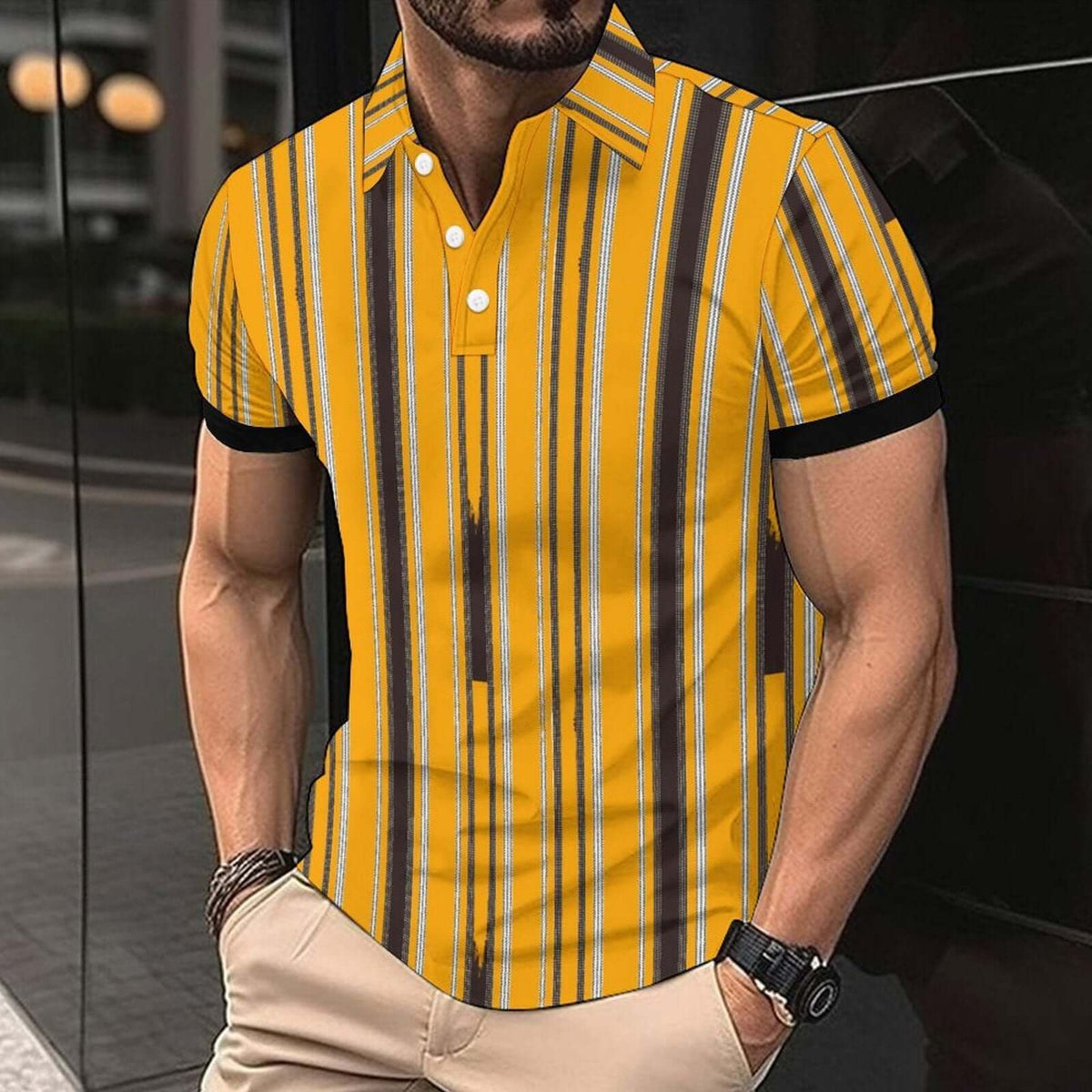 Men’s Casual Striped Polo Shirt – Short Sleeve American Style | Phonax Services