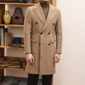Men’s Double-Breasted Wool Overcoat – Autumn & Winter Long Brown Coat | Phonax Services