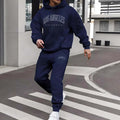 Men’s Fleece-Lined Hoodie and Jogger Set – Letter Print 2-Piece Tracksuit | Spring & Autumn | Phonax Services