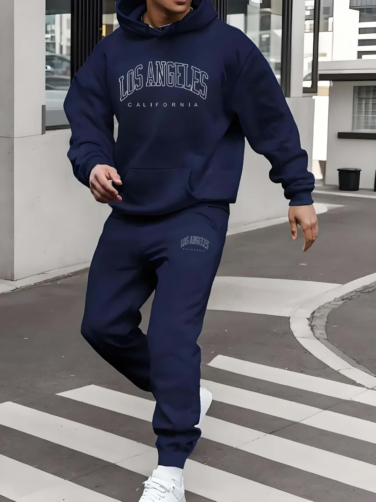 Men’s Fleece-Lined Hoodie and Jogger Set – Letter Print 2-Piece Tracksuit | Spring & Autumn | Phonax Services