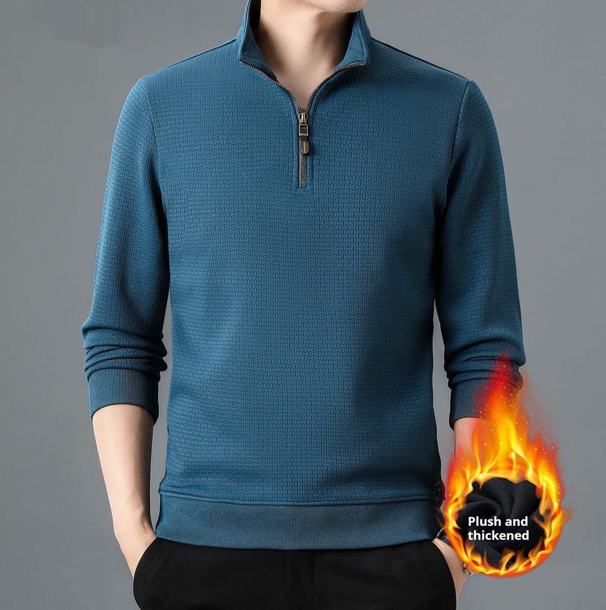 Men’s Half Zip Fleece Pullover – Stand Collar Long Sleeve | Fall & Winter Tops | Phonax Services