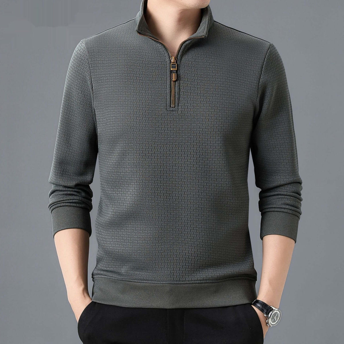 Men’s Half Zip Fleece Pullover – Stand Collar Long Sleeve | Fall & Winter Tops | Phonax Services