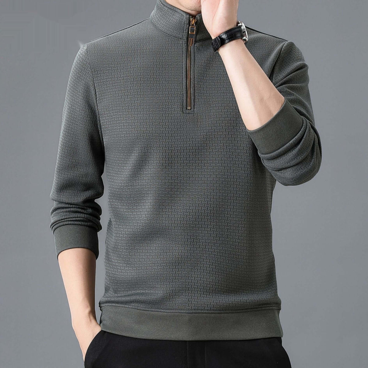 Men’s Half Zip Fleece Pullover – Stand Collar Long Sleeve | Fall & Winter Tops | Phonax Services