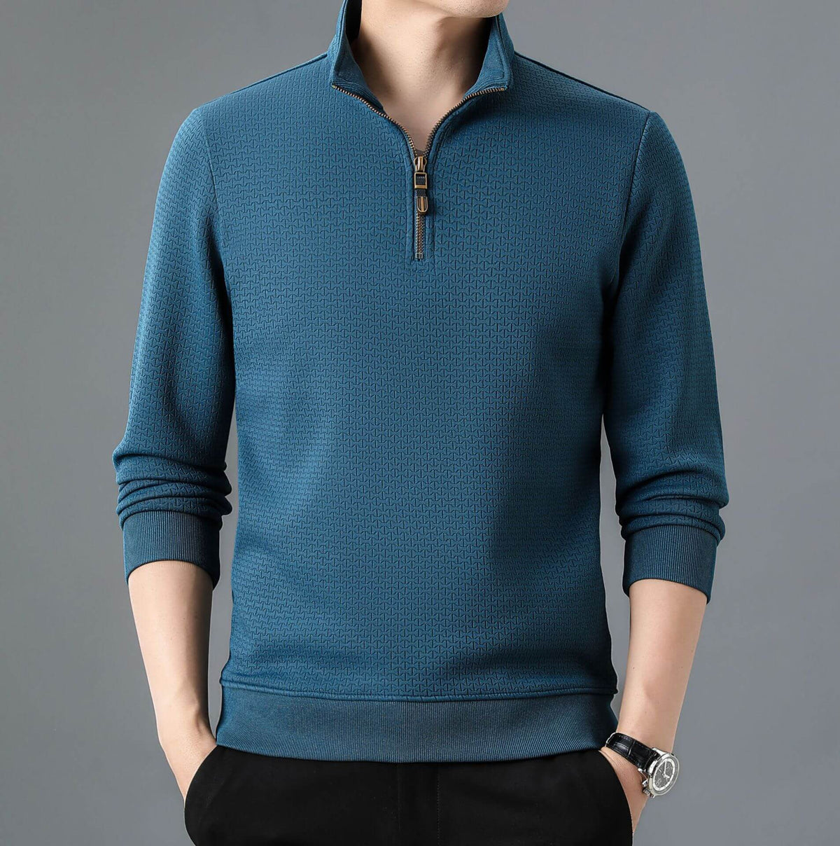 Men’s Half Zip Fleece Pullover – Stand Collar Long Sleeve | Fall & Winter Tops | Phonax Services