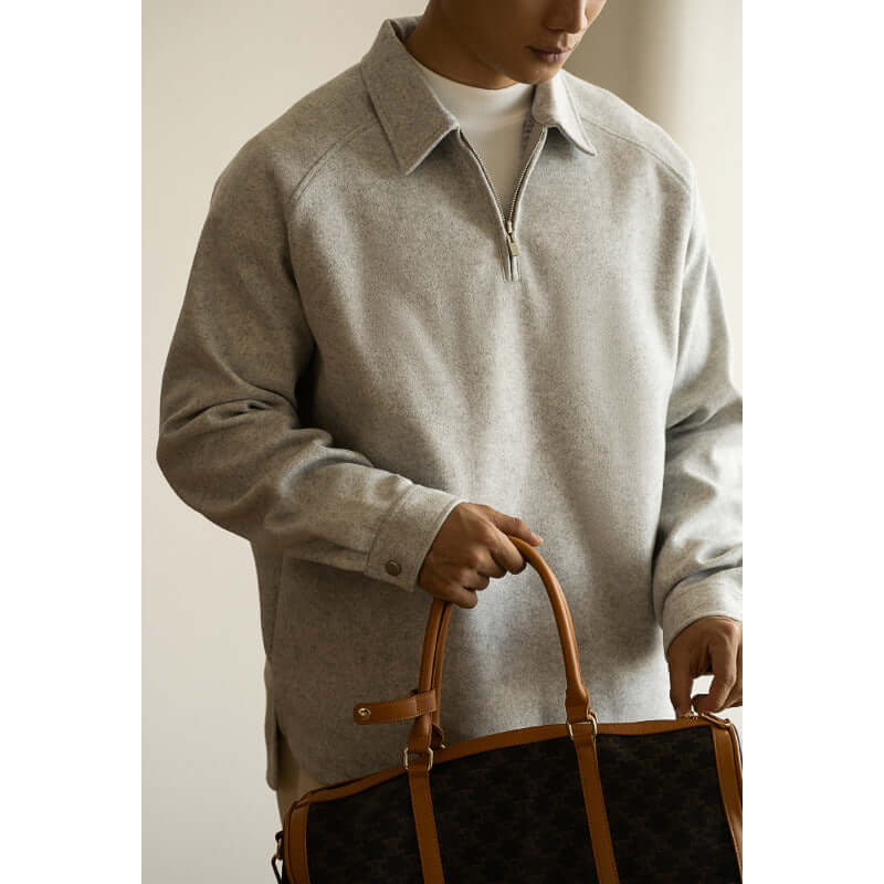 Men’s Half-Zip Lapel Pullover – Loose Fit Long Sleeve Spring & Autumn Sweater | Phonax Services