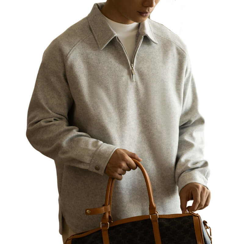 Men’s Half-Zip Lapel Pullover – Loose Fit Long Sleeve Spring & Autumn Sweater | Phonax Services