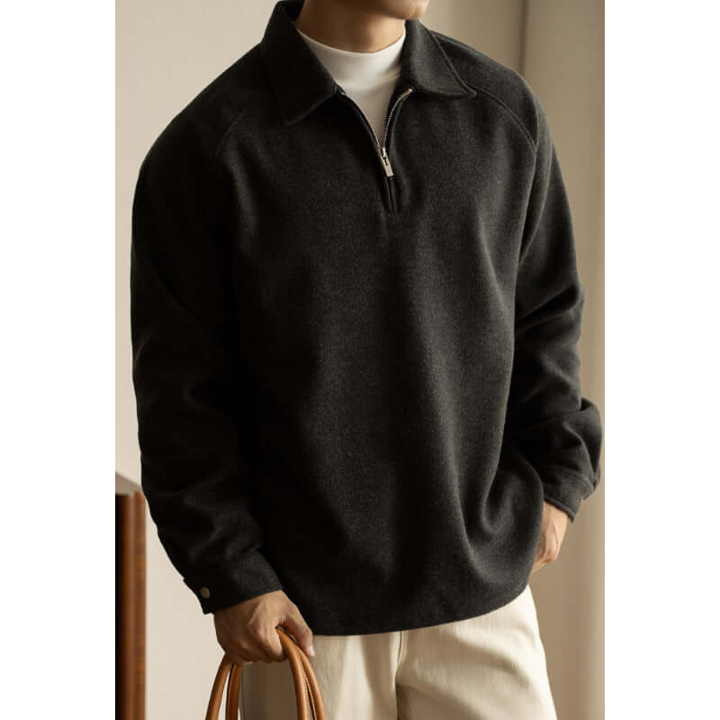 Men’s Half-Zip Lapel Pullover – Loose Fit Long Sleeve Spring & Autumn Sweater | Phonax Services