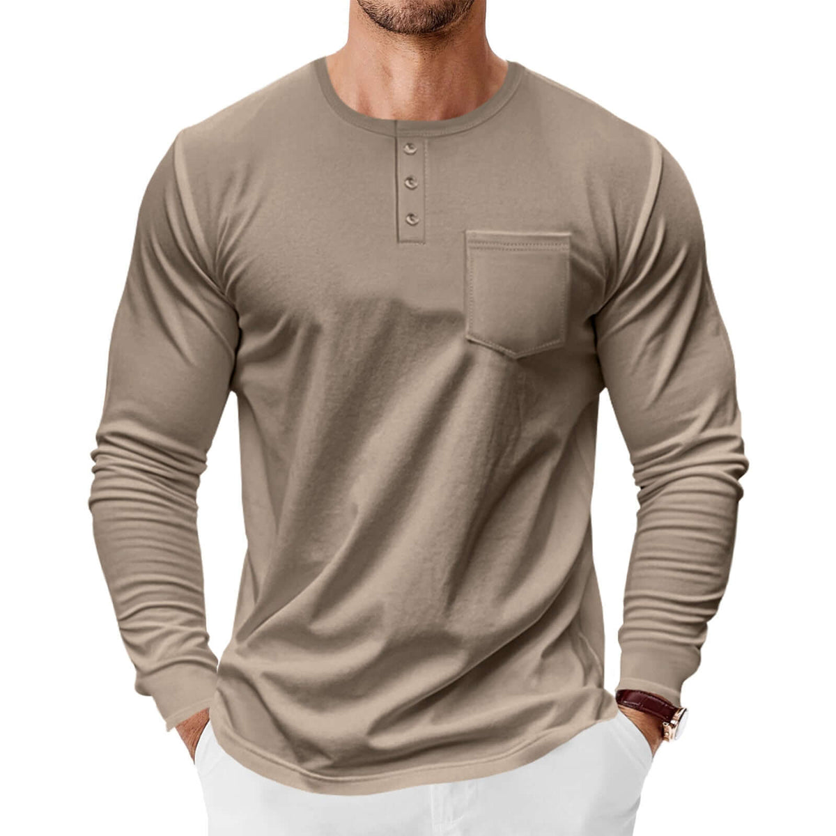 Men’s Long Sleeve Henley Shirt – Slim Fit Pullover for Spring & Autumn | Phonax Services