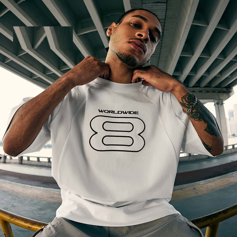 Men’s Loose Fit Embroidered T-Shirt – American Retro Short Sleeve Sports Tee | Phonax Services
