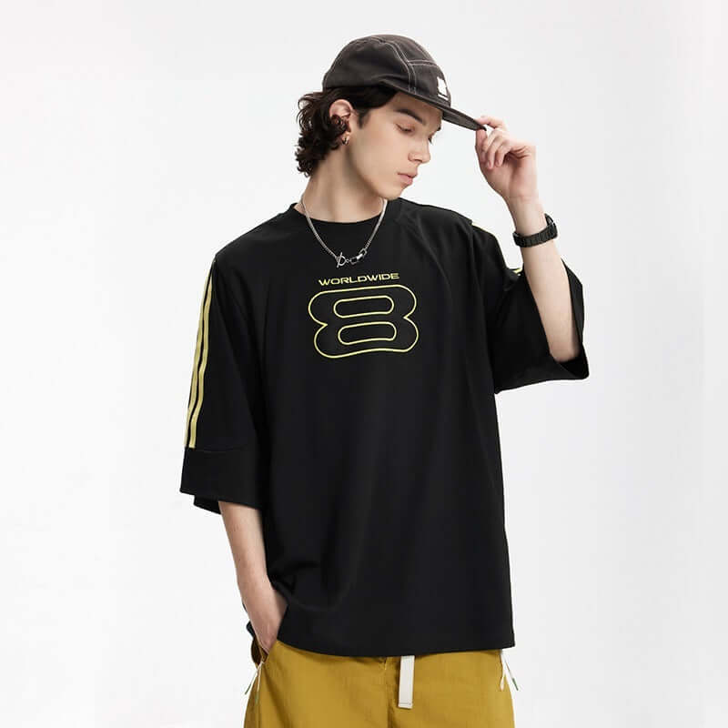 Men’s Loose Fit Embroidered T-Shirt – American Retro Short Sleeve Sports Tee | Phonax Services