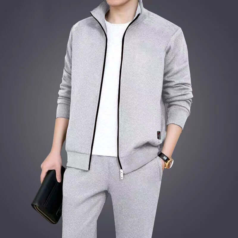 Men’s Plus Size 2-Piece Sports Set – Stand Collar Jacket & Pants | Spring & Autumn | Phonax Services