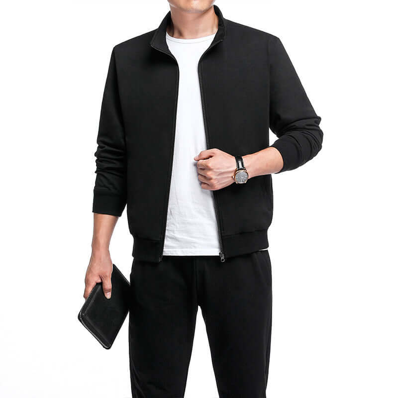 Men’s Plus Size 2-Piece Sports Set – Stand Collar Jacket & Pants | Spring & Autumn | Phonax Services