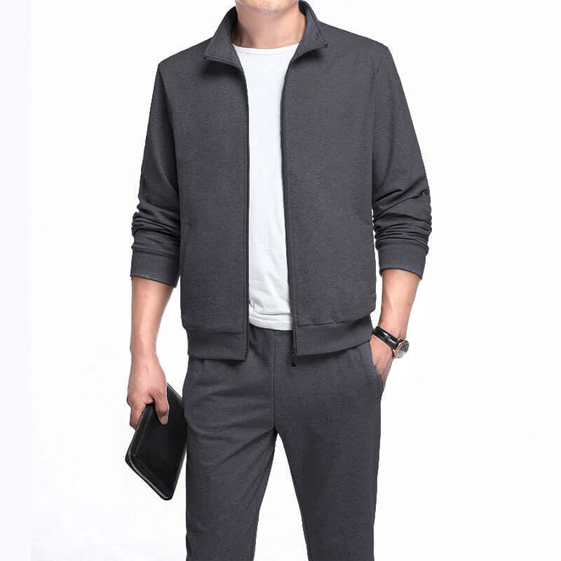 Men’s Plus Size 2-Piece Sports Set – Stand Collar Jacket & Pants | Spring & Autumn | Phonax Services