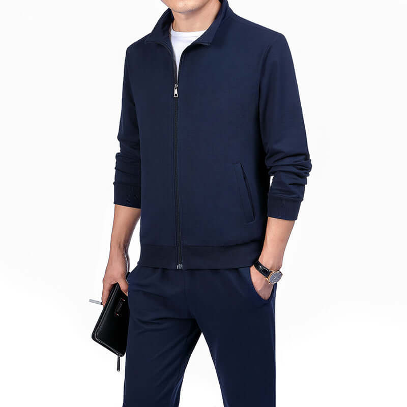 Men’s Plus Size 2-Piece Sports Set – Stand Collar Jacket & Pants | Spring & Autumn | Phonax Services