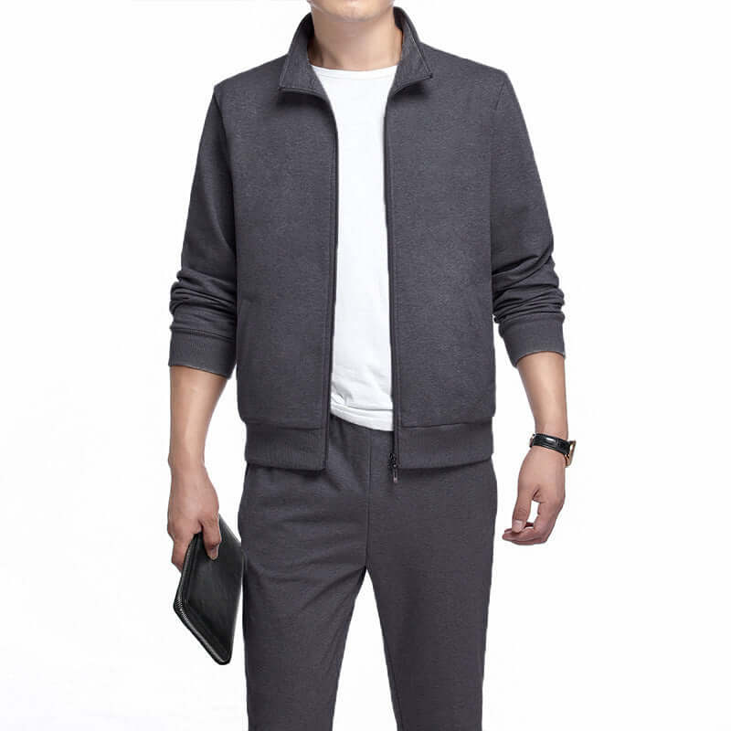 Men’s Plus Size 2-Piece Sports Set – Stand Collar Jacket & Pants | Spring & Autumn | Phonax Services