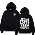 Men’s Retro Art Hoodie – “Jesus Loves You” Printed Pullover Sweatshirt | Phonax Services