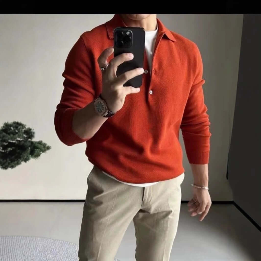 Men’s Slim Fit Knitted Long Sleeve Pullover – Stretch Casual Base Layer Shirt | Phonax Services