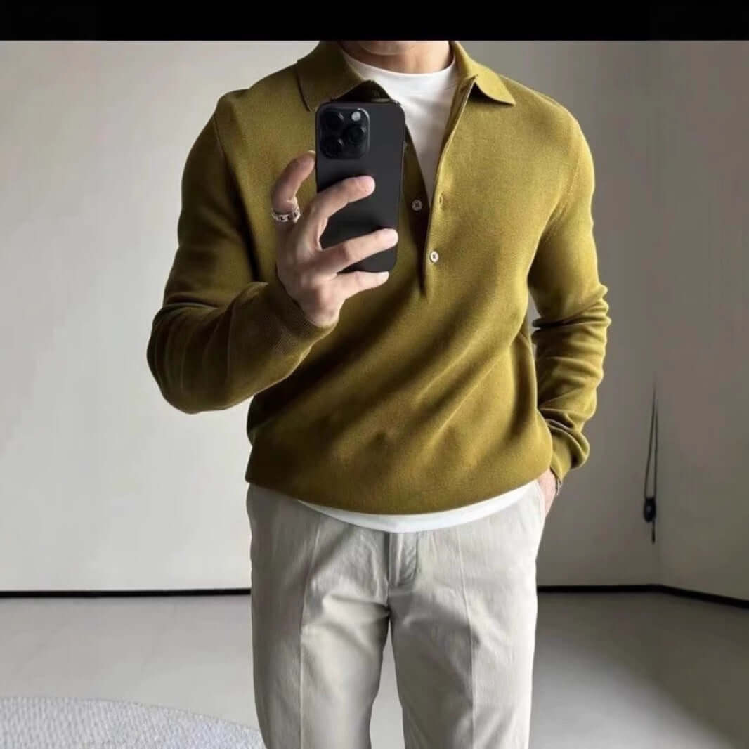 Men’s Slim Fit Knitted Long Sleeve Pullover – Stretch Casual Base Layer Shirt | Phonax Services