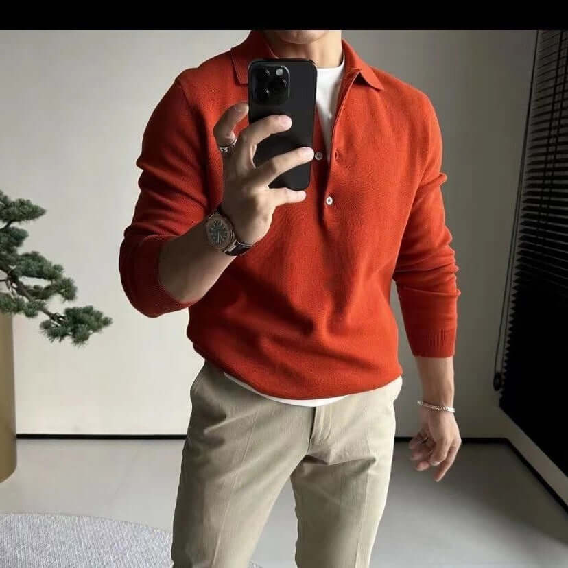 Men’s Slim Fit Knitted Long Sleeve Pullover – Stretch Casual Base Layer Shirt | Phonax Services