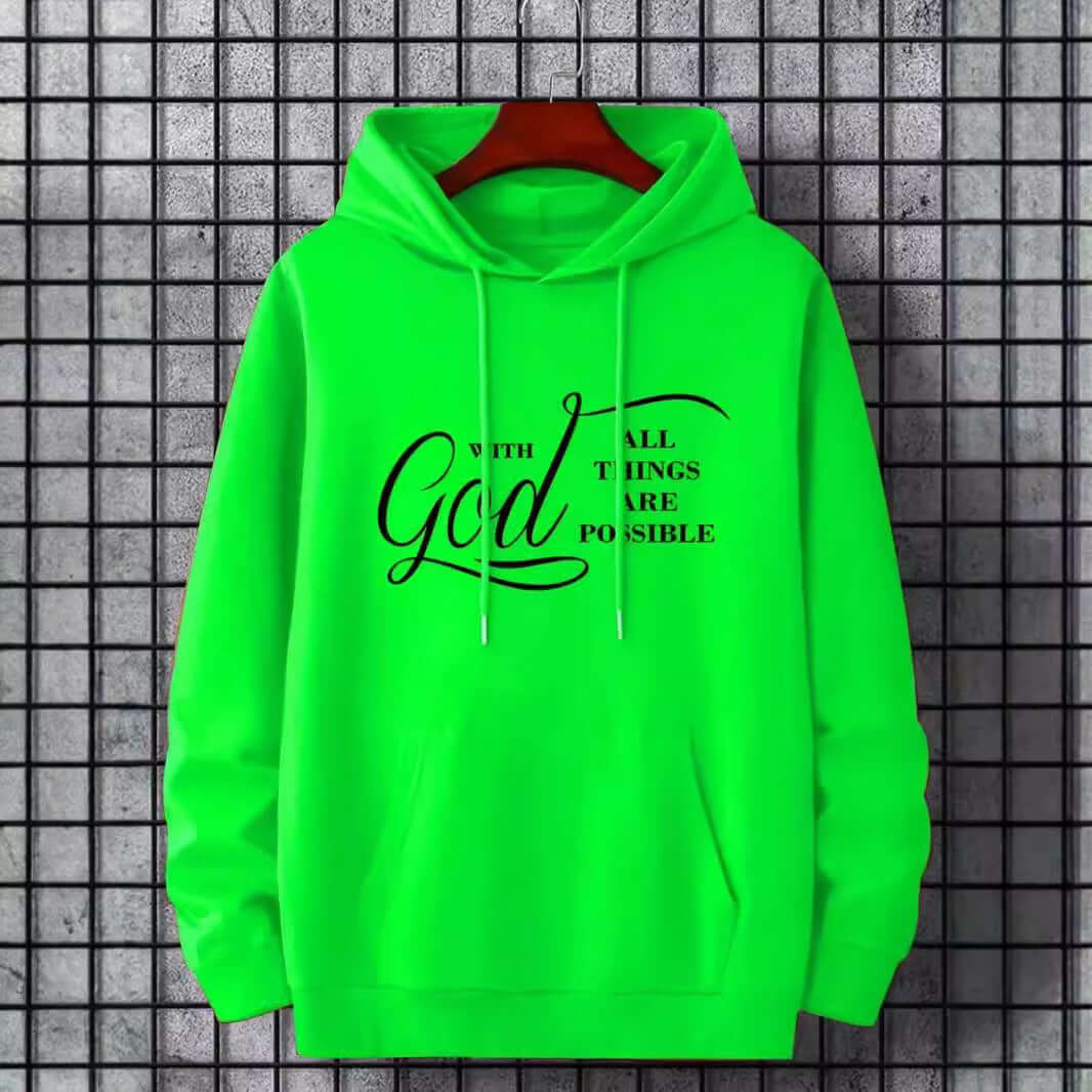 Men’s Text Print Hoodie – Velvet-Lined Pullover for Fall & Winter | Street Style | Phonax Services