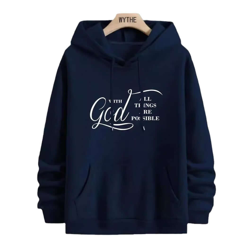 Men’s Text Print Hoodie – Velvet-Lined Pullover for Fall & Winter | Street Style | Phonax Services