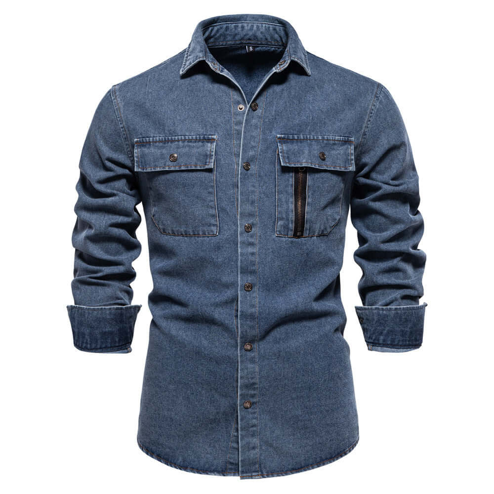 Men’s Washed Cotton Long Sleeve Shirt – Slim Fit Casual Cardigan Style | Phonax Services