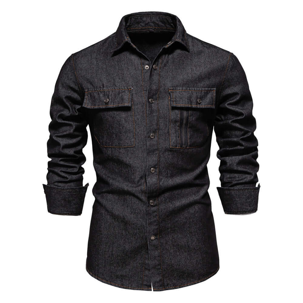 Men’s Washed Cotton Long Sleeve Shirt – Slim Fit Casual Cardigan Style | Phonax Services