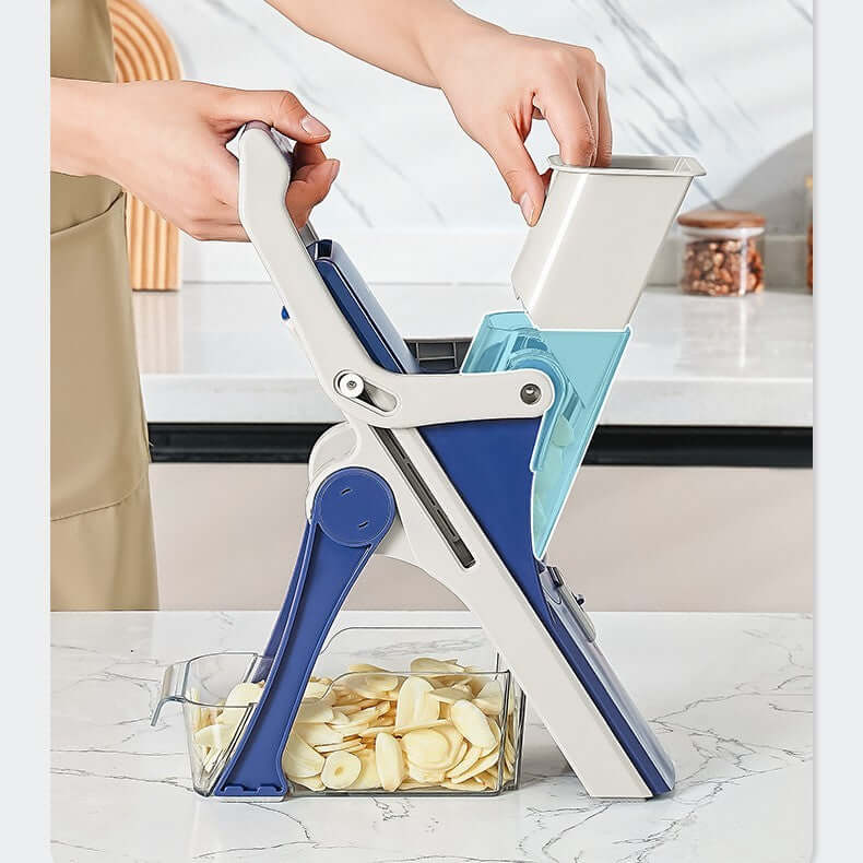 Multi-Function Vegetable Slicer & Chopper – Heavy-Duty Manual Mandoline Cutter with Basket for Kitchen | Phonax Services