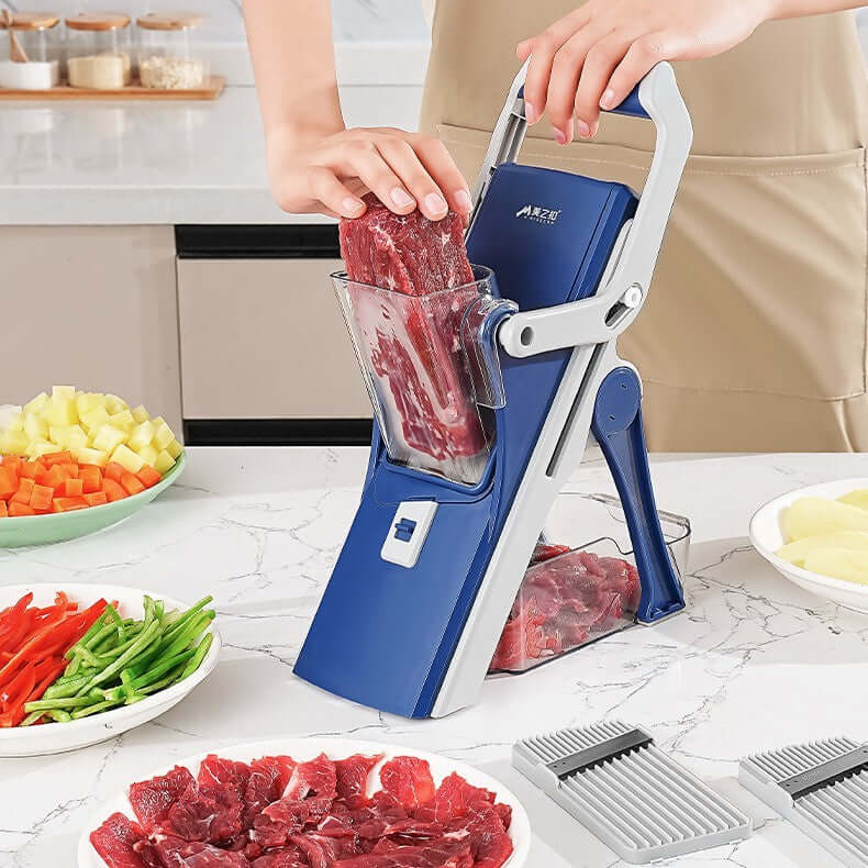 Multi-Function Vegetable Slicer & Chopper – Heavy-Duty Manual Mandoline Cutter with Basket for Kitchen | Phonax Services