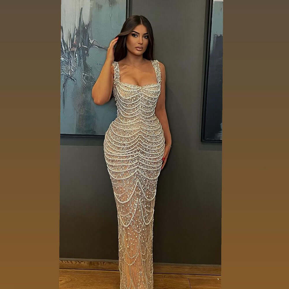 Elegant Pearls Dress – High-End Beaded Design for Evening Events | Phonax Services