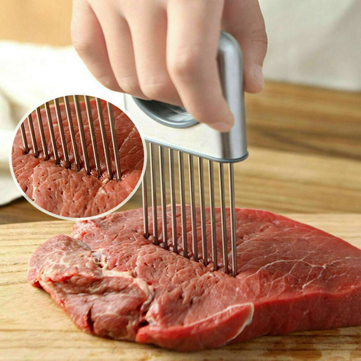 Onion Holder Vegetable Slicer Tool – Stainless Steel Finger Guard & Tomato Cutter – Phonax Services | Phonax Services