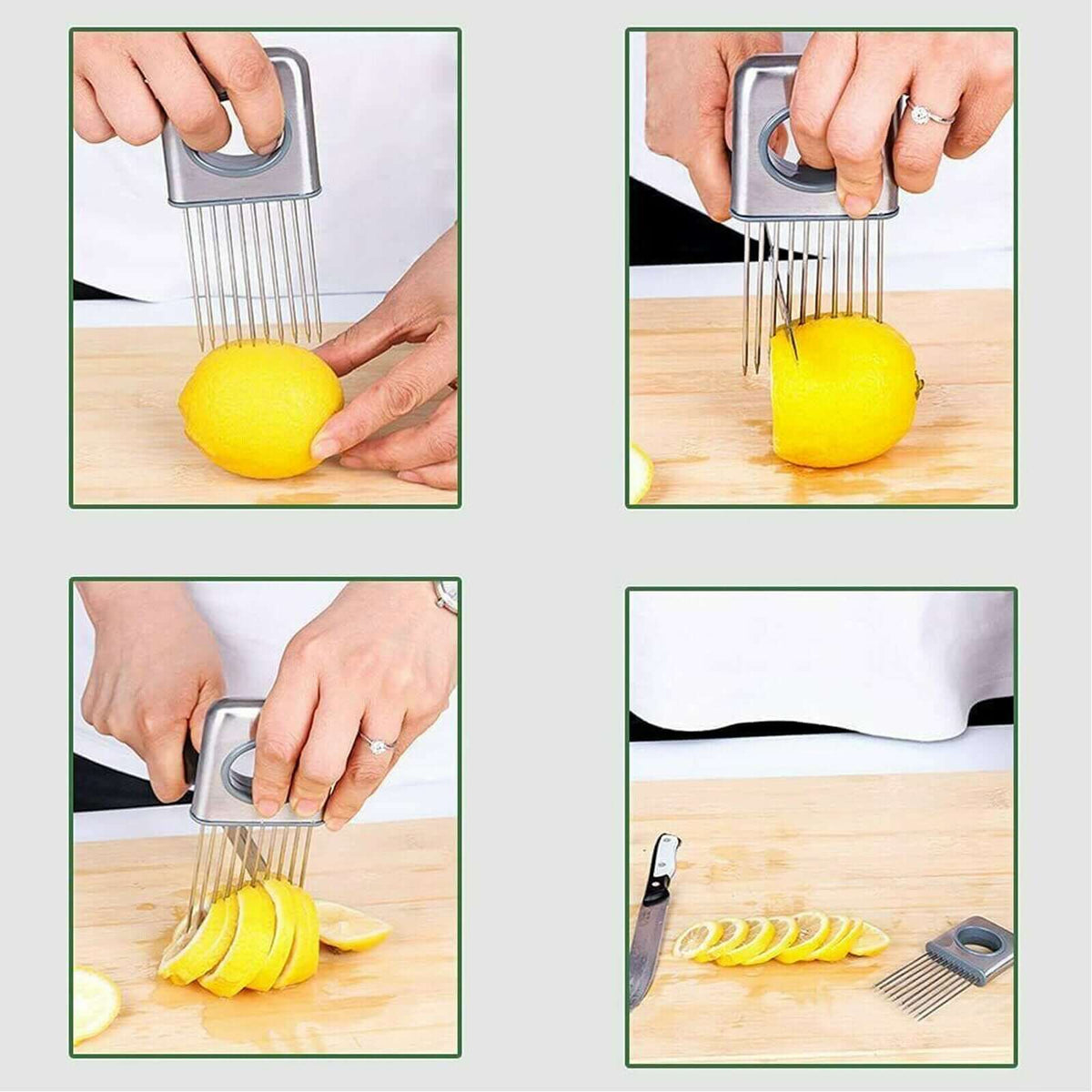 Onion Holder Vegetable Slicer Tool – Stainless Steel Finger Guard & Tomato Cutter – Phonax Services | Phonax Services