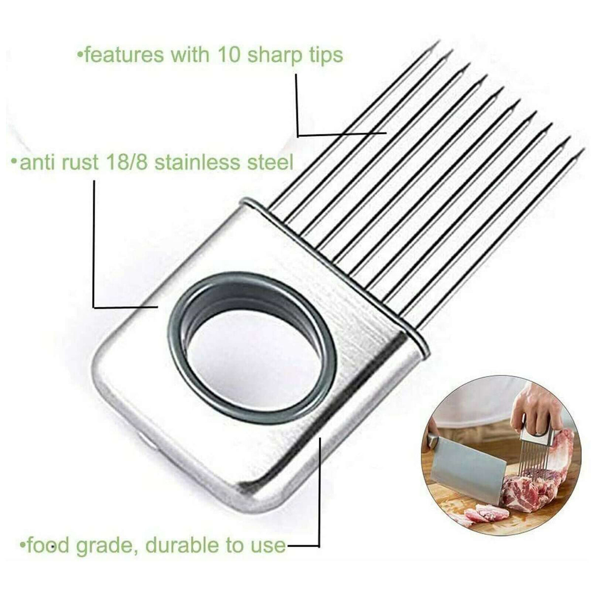 Onion Holder Vegetable Slicer Tool – Stainless Steel Finger Guard & Tomato Cutter – Phonax Services | Phonax Services