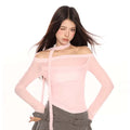 Pure Desire Sexy Off-the-Shoulder T-Shirt – Pleated Slim-Fit Design with Scarf | Phonax Services