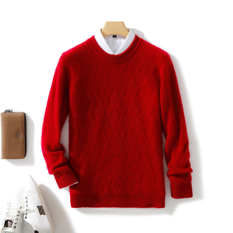 Pure Wool Sweater Men's Loose Round Neck Sweater Casual Thickening Knitted Bottoming Shirt | Phonax Services