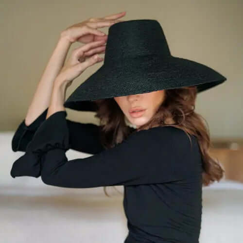 🌸RIRI Jute Straw Hat, in Black | Beach Hats | Phonax Services