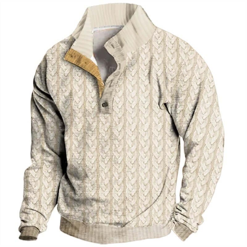 Retro Digital Printing Button Henry Collar Long Sleeve | Phonax Services