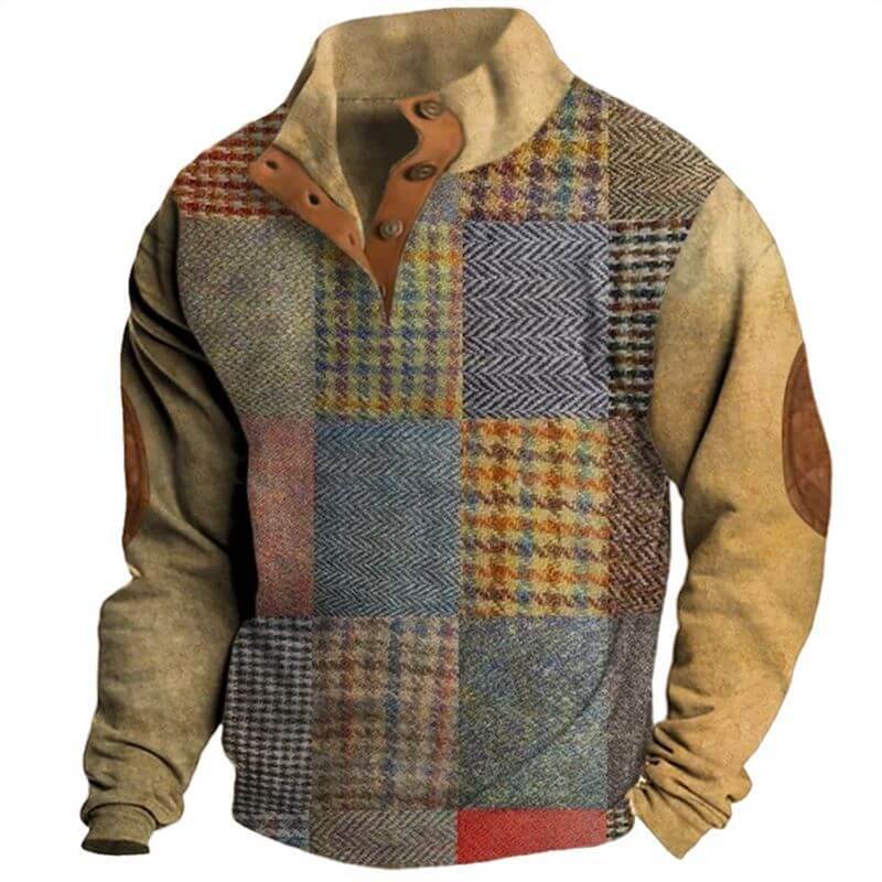 Retro Digital Printing Button Henry Collar Long Sleeve | Phonax Services